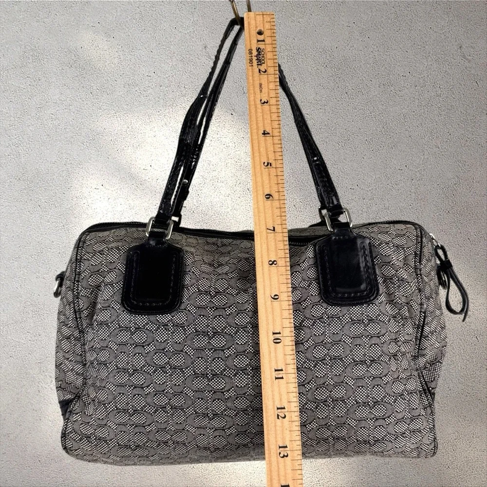 Coach Black Signature Canvas Mini Poppy Satchel Purse Barrel Bag 25047
